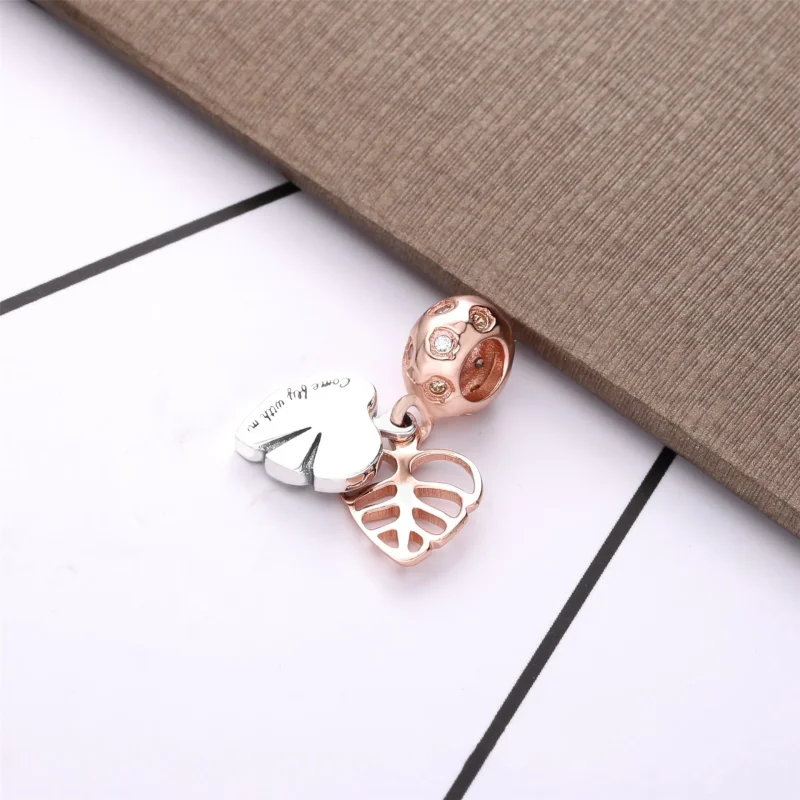 (image for) PANDORA Sparkling Leaves Dangle Charm - 788247CZ - View 3