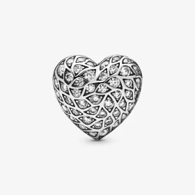 PANDORA Sparkling Pattern Heart Single Stud Earring - 298568C01 PANDORA Sparkling Pattern Heart Single Stud Earring - 298568C01