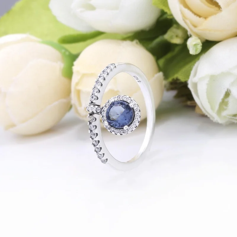 (image for) PANDORA Blue Dangling Round Sparkle Ring - 198491C02 - View 2
