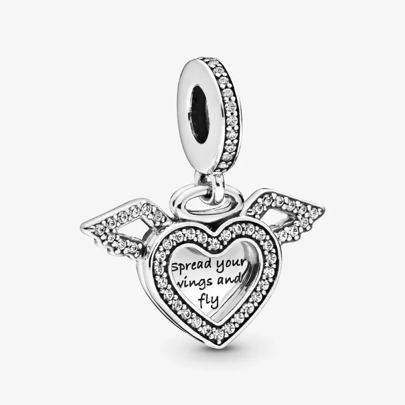 (image for) PANDORA Heart and Angel Wings Dangle Charm - 798485C01 - Product Image