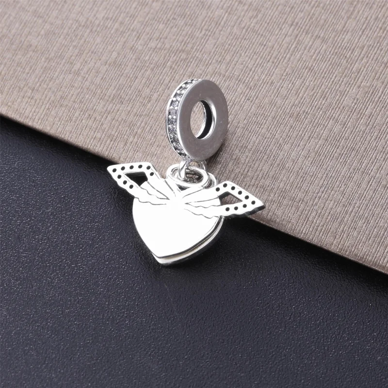 (image for) PANDORA Pavé Heart and Angel Wings Necklace - 398505C01-45 - View 3