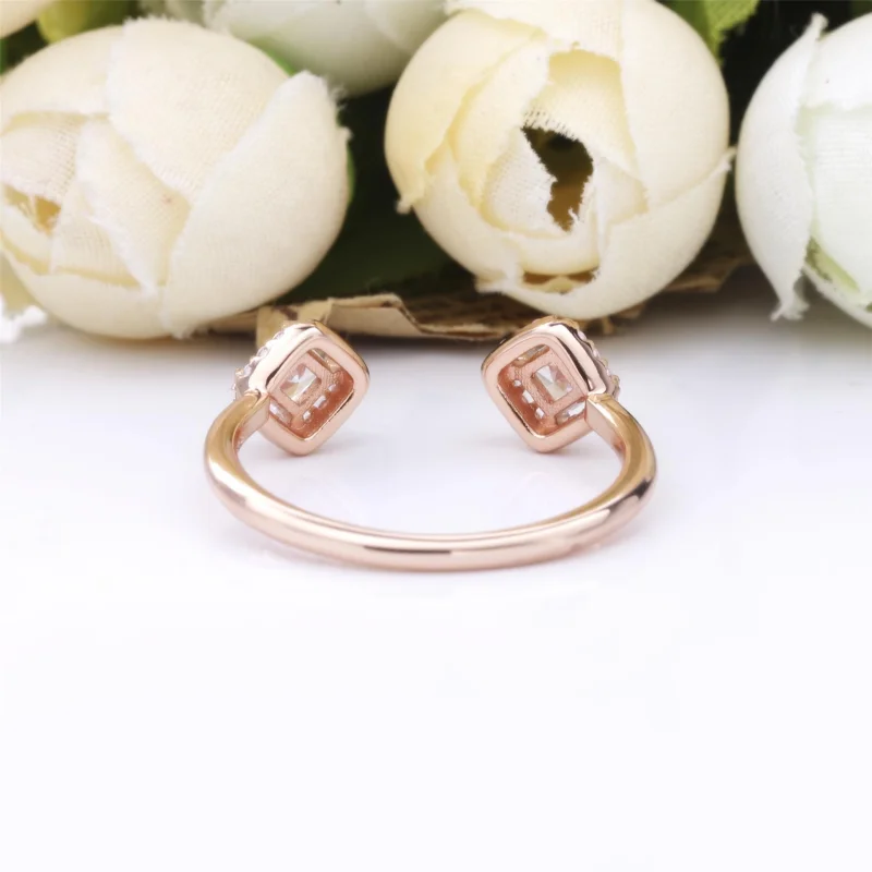 (image for) PANDORA Rose gold Square Sparkle Open Ring - 188506C01 - View 3