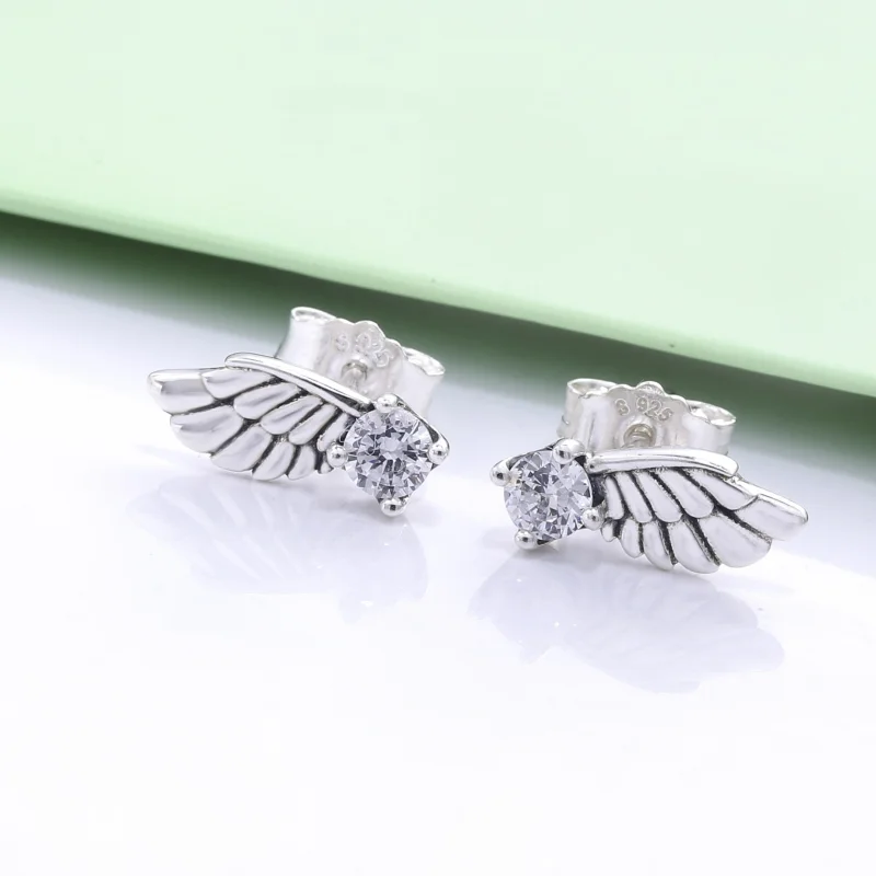 (image for) PANDORA Sparkling Angel Wing Stud Earrings - 298501C01 - View 2