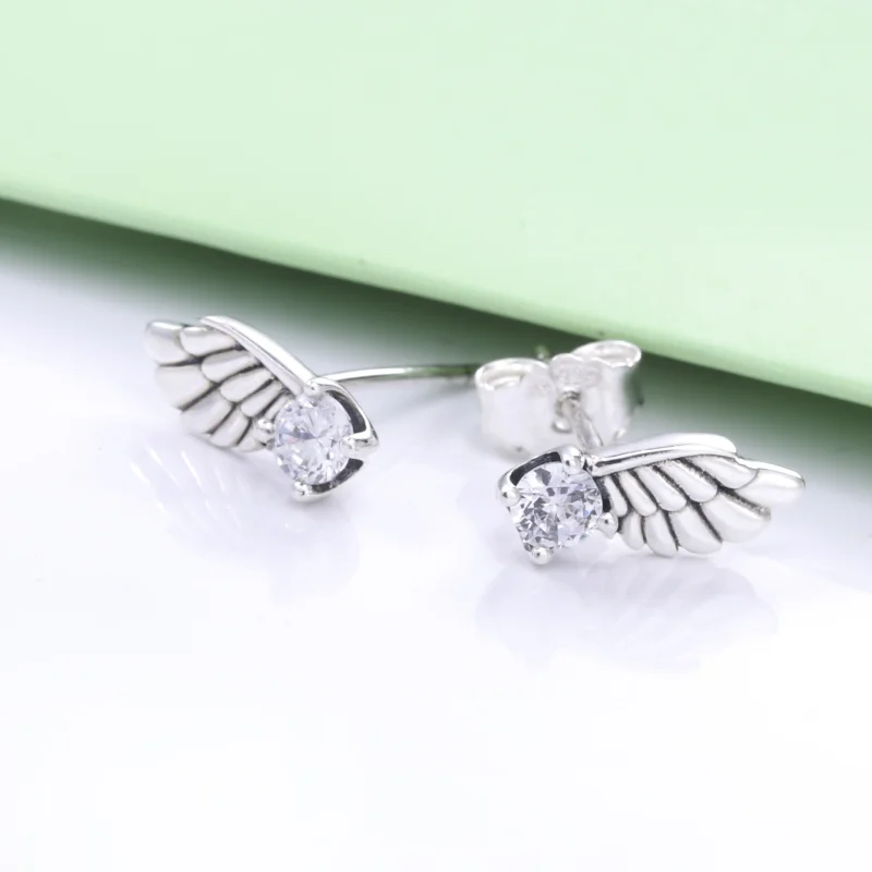 (image for) PANDORA Sparkling Angel Wing Stud Earrings - 298501C01 - View 4