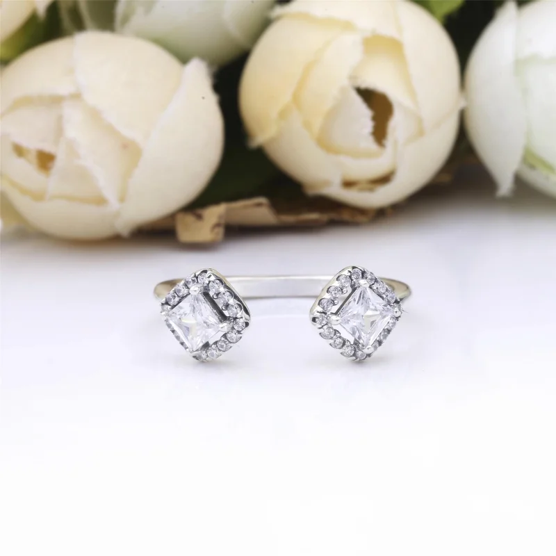 (image for) PANDORA Square Sparkle Open Ring - 198506C01 - View 4