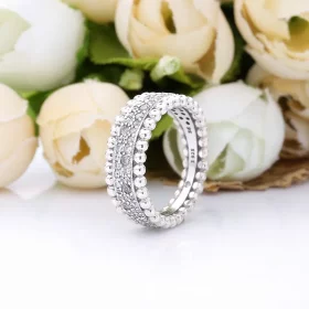 PANDORA Beaded Pavé Band Ring - 198676C01