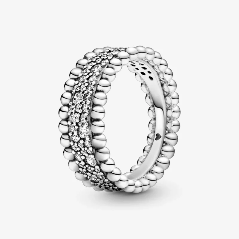 (image for) PANDORA Beaded Pavé Band Ring - 198676C01 - Product Image