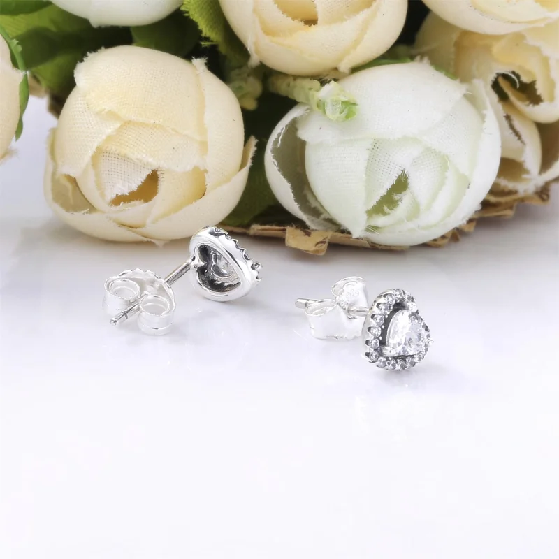 (image for) PANDORA Elevated Heart Stud Earrings - 298427C01 - View 3