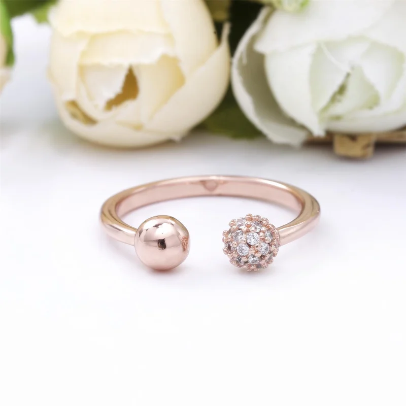 (image for) PANDORA Polished & Pavé Bead Open Ring - 188316CZ - View 4