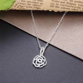 PANDORA Shimmering Rose Pendant Necklace - Clear CZ PANDORA Shimmering Rose Pendant Necklace - Clear CZ