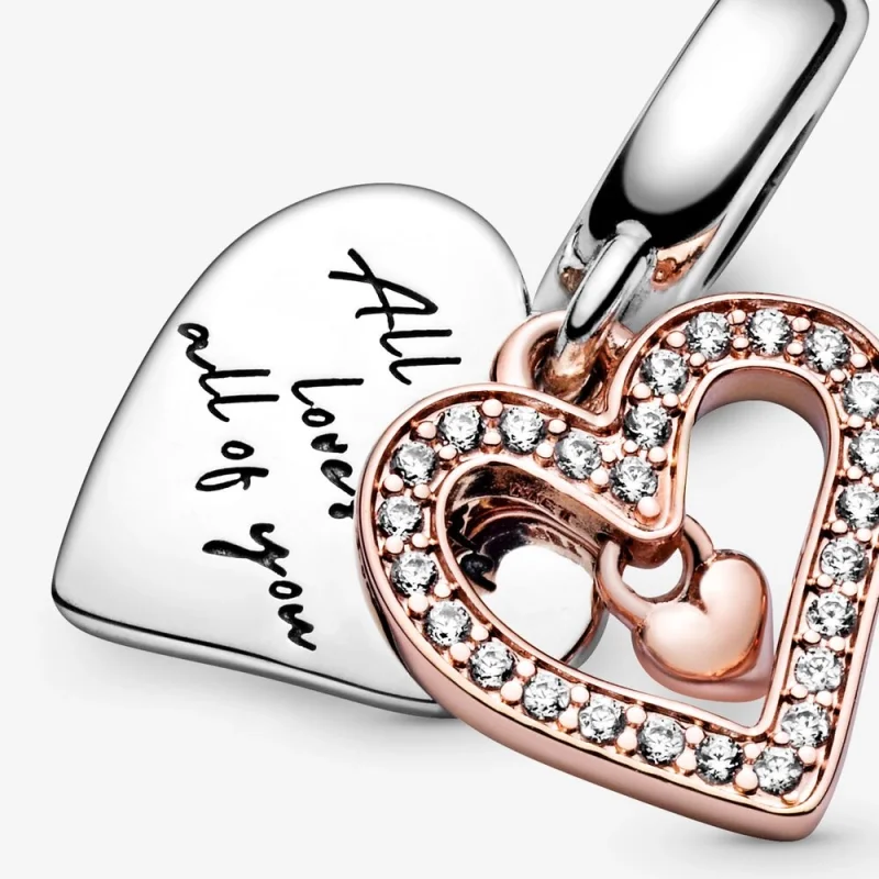(image for) PANDORA Sparkling Freehand Heart Dangle Charm - 788693C01 - View 3
