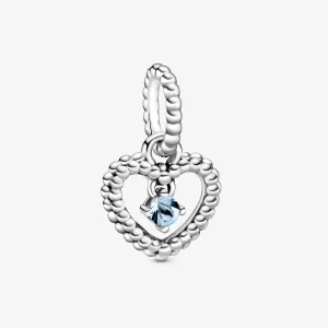 (image for) PANDORA Aqua Blue Beaded Heart Dangle Charm - 798854C01
