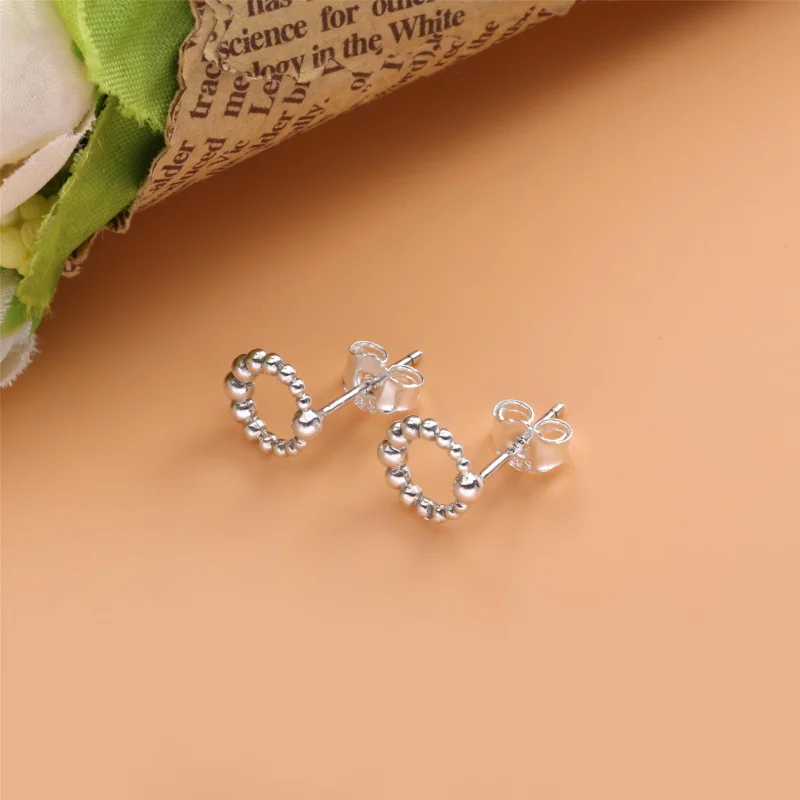 (image for) PANDORA Beaded Circle Stud Earrings - 298683C00 - View 3