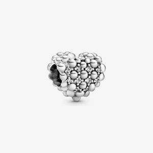 (image for) PANDORA Beaded Sparkling Heart Charm - 798681C01