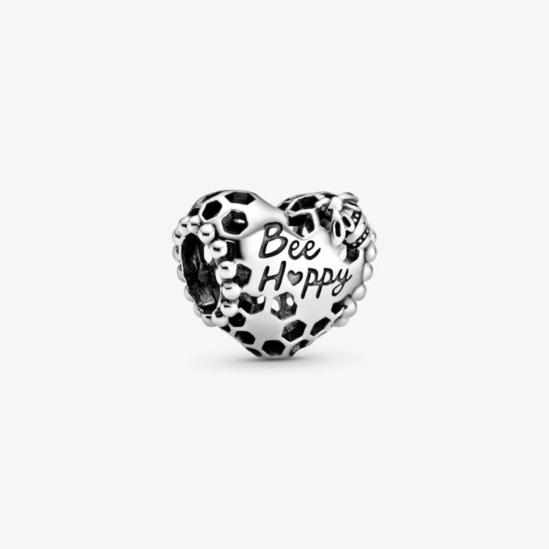 (image for) PANDORA Bee Happy Honeycomb Heart Charm - 798769C00 - Product Image