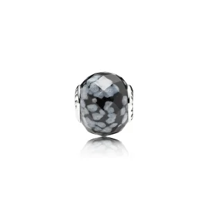 (image for) PANDORA BELIEF ESSENCE COLLECTION charm in silver with snowflake obsidian - 796045SFO
