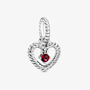 (image for) PANDORA Blazing Red Beaded Heart Dangle Charm - 798854C02