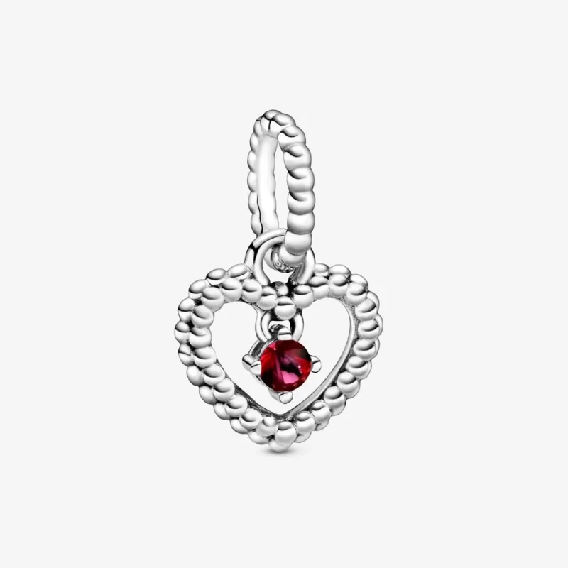 (image for) PANDORA Blazing Red Beaded Heart Dangle Charm - 798854C02 - Product Image