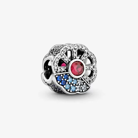 PANDORA Blue & Pink Fan Charm - 798178CZMX