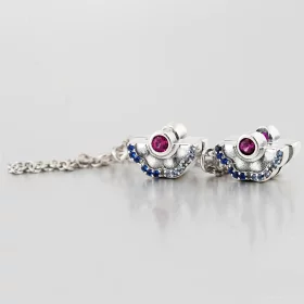 PANDORA Blue & Pink Fan Safety Chain Clip Charm - 798163SRUMX PANDORA Blue & Pink Fan Safety Chain Clip Charm - 798163SRUMX