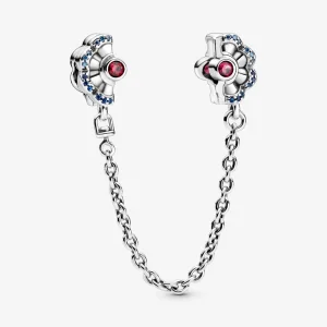 (image for) PANDORA Blue & Pink Fan Safety Chain Clip Charm - 798163SRUMX