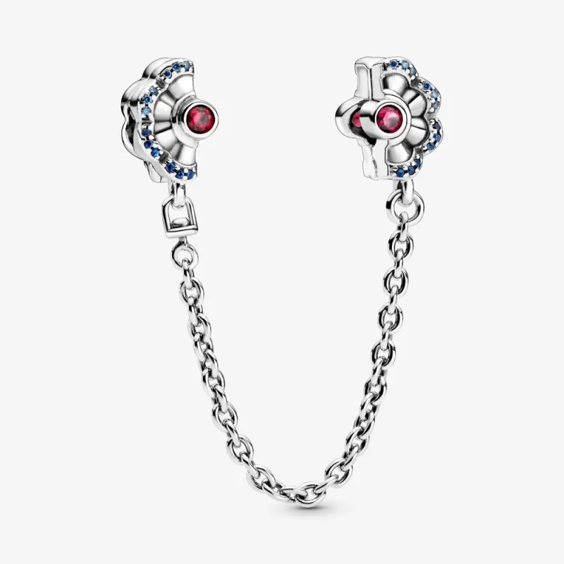 (image for) PANDORA Blue & Pink Fan Safety Chain Clip Charm - 798163SRUMX - Product Image