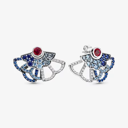 PANDORA Blue & Pink Fan Statement Stud Earrings (2 Ways to Wear) - 298195SRUMX
