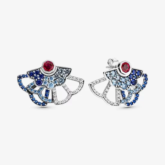 PANDORA Blue & Pink Fan Statement Stud Earrings (2 Ways to Wear) - 298195SRUMX