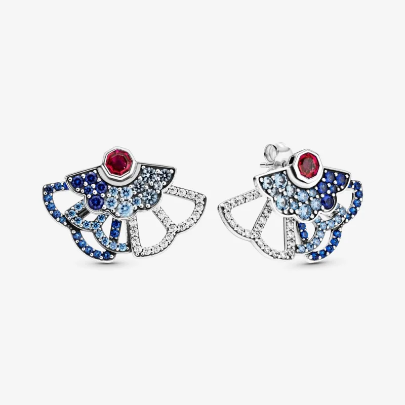 (image for) PANDORA Blue & Pink Fan Statement Stud Earrings (2 Ways to Wear) - 298195SRUMX - Product Image