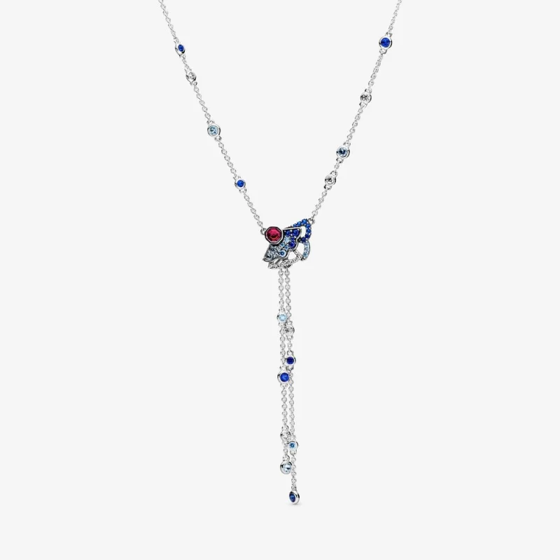 (image for) PANDORA Blue & Pink Fan Y-Necklace (2 Ways to Wear) - 398183SRUMX-45 - Product Image