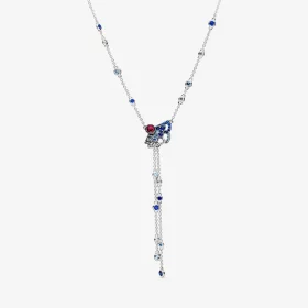 PANDORA Blue & Pink Fan Y-Necklace (2 Ways to Wear) - 398183SRUMX-45 PANDORA Blue & Pink Fan Y-Necklace (2 Ways to Wear) - 398183SRUMX-45