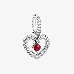 PANDORA Dark Red Beaded Heart Dangle Charm - 798854C08 PANDORA Dark Red Beaded Heart Dangle Charm - 798854C08