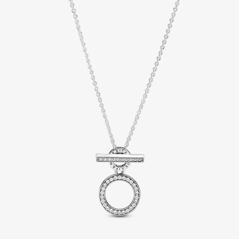 (image for) PANDORA Double Hoop T-bar Necklace - 399039C01 - Product Image
