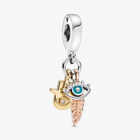 PANDORA Hamsa, All-seeing Eye & Feather Spirituality Dangle Charm - 768785C01 PANDORA Hamsa, All-seeing Eye & Feather Spirituality Dangle Charm - 768785C01