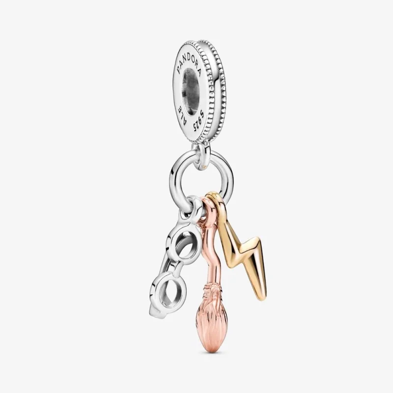 (image for) PANDORA Harry Potter, Glasses, Nimbus 2000 & Lightning Bolt Dangle Charm - 799129C00 - Product Image