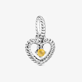 PANDORA Honey Beaded Heart Dangle Charm - 798854C11 PANDORA Honey Beaded Heart Dangle Charm - 798854C11