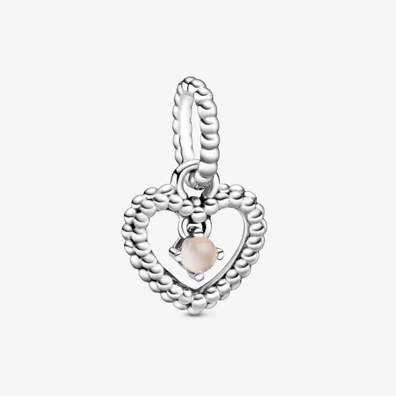 (image for) PANDORA Misty Rose Beaded Heart Dangle Charm - 798854C06 - Product Image