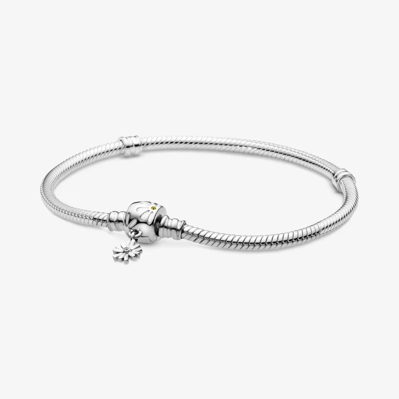 (image for) Pandora Moments Daisy Flower Clasp Snake Chain Bracelet - 598776C01 - Product Image