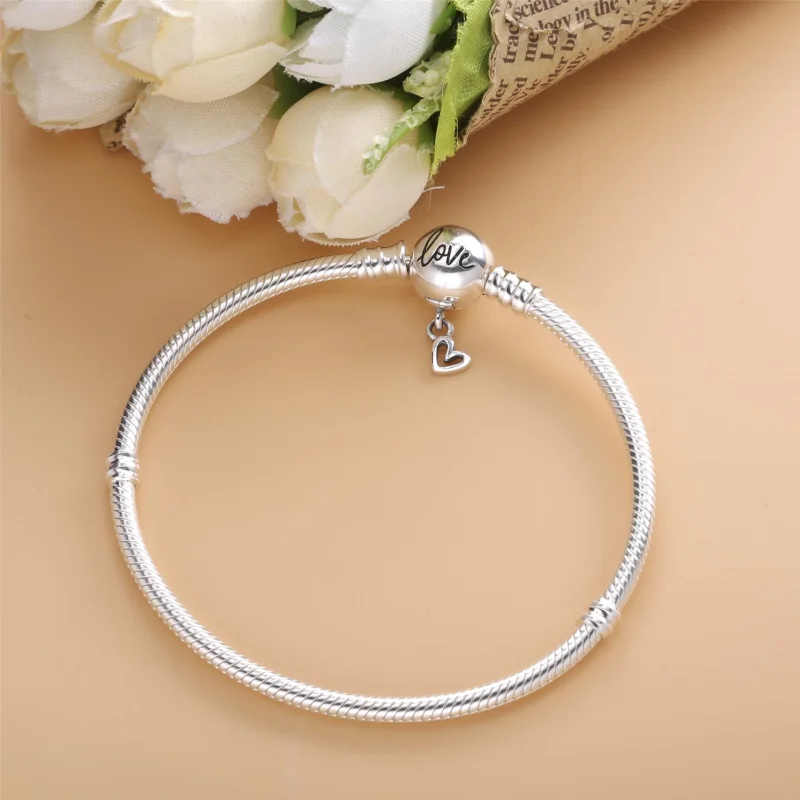 (image for) Pandora Moments Freehand Heart Clasp Snake Chain Bracelet - 598698C00 - View 3