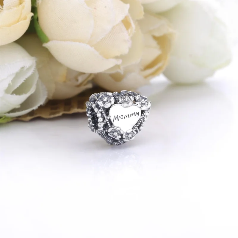 (image for) PANDORA Openwork Flower Heart Mommy Charm - 798892C00 - View 2