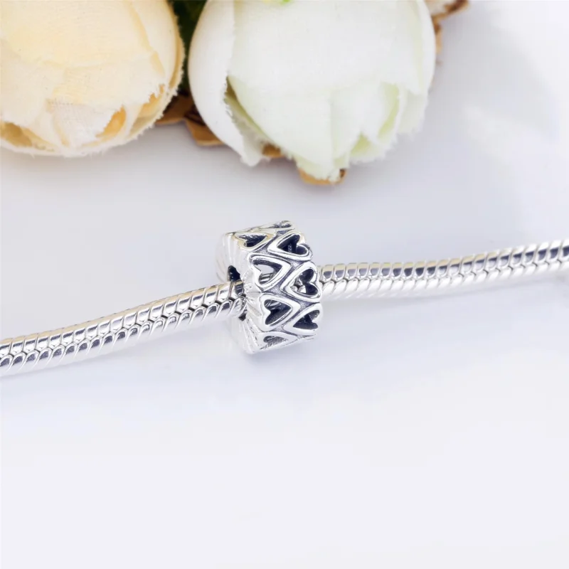 (image for) PANDORA Openwork Freehand Heart Spacer Charm - 798694C00 - View 4