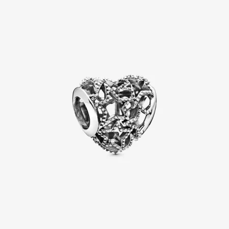 PANDORA Openwork Heart and Beaded Stars Charm - 798462C00
