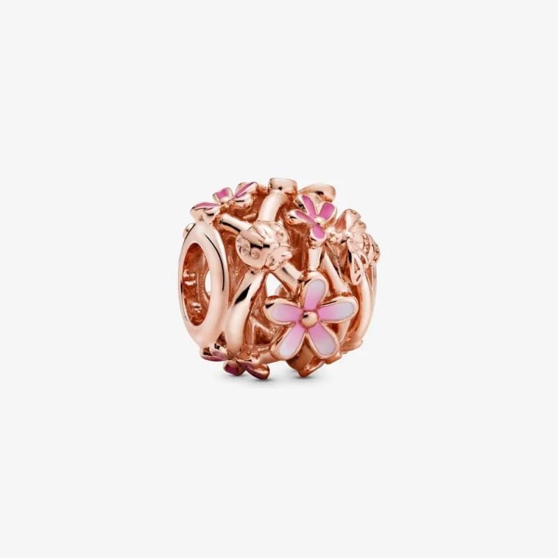 (image for) PANDORA Openwork Pink Daisy Flower Charm - 788772C01 - Product Image
