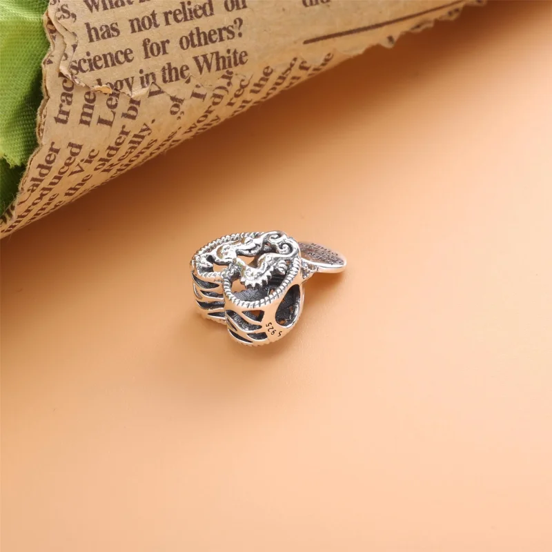 (image for) PANDORA Openwork Seahorses Heart Charm - 798949C00 - View 3