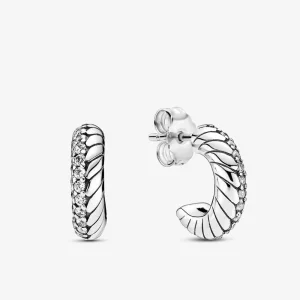 (image for) PANDORA Pavé Snake Chain Pattern Hoop Earrings - 299091C01