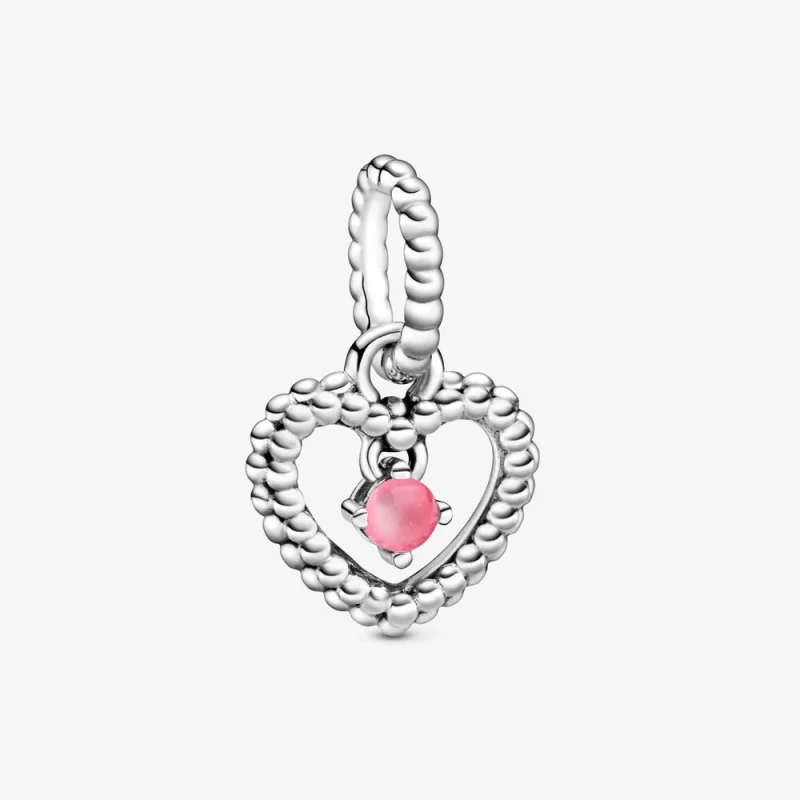 (image for) PANDORA Petal Pink Beaded Heart Dangle Charm - 798854C09 - Product Image