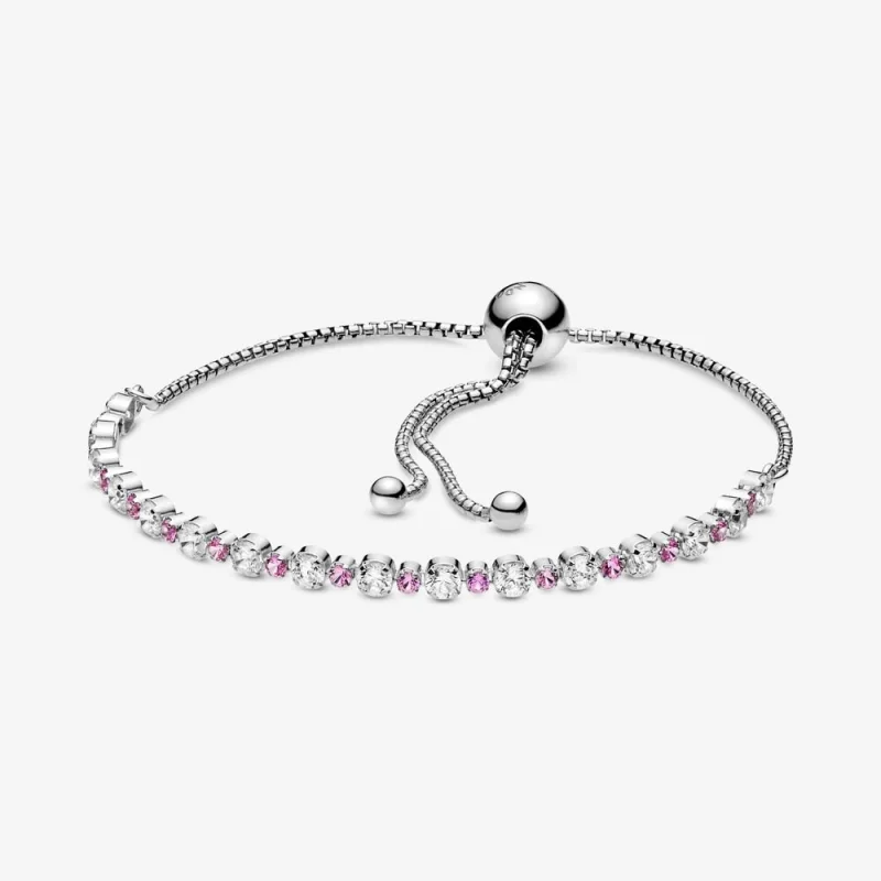 (image for) PANDORA Pink & Clear Sparkle Slider Bracelet - 598517C02 - Product Image