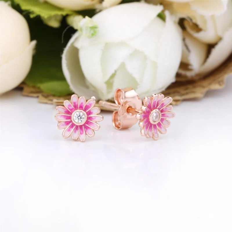(image for) PANDORA Pink Daisy Flower Stud Earrings - 288773C01 - View 2