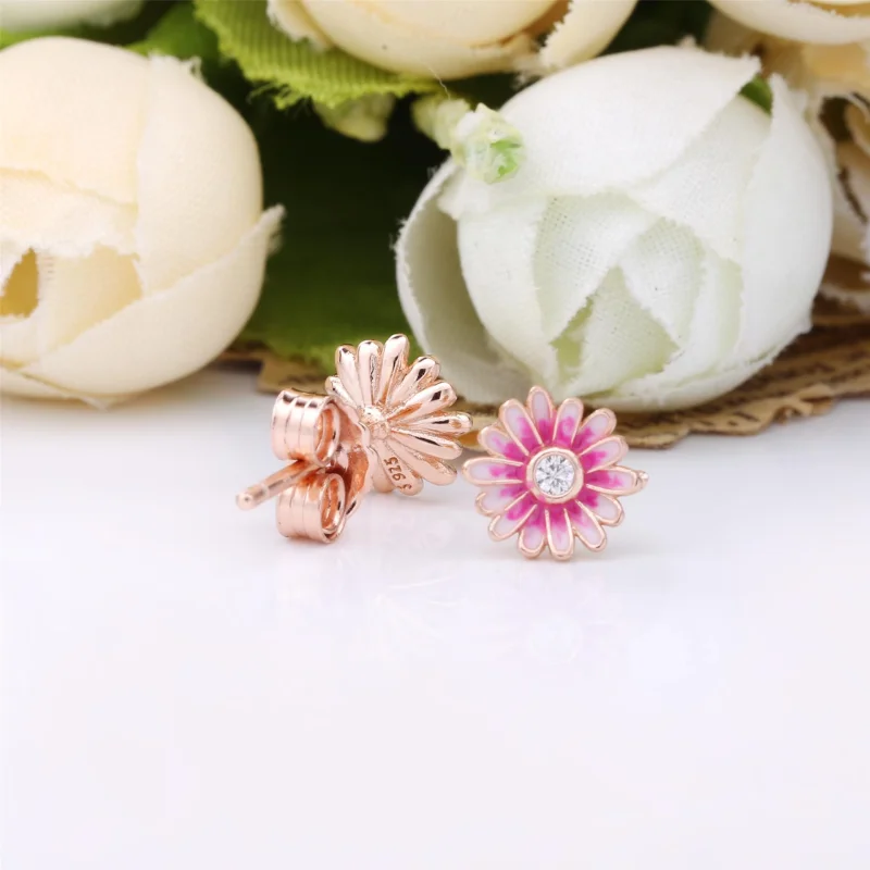(image for) PANDORA Pink Daisy Flower Stud Earrings - 288773C01 - View 3