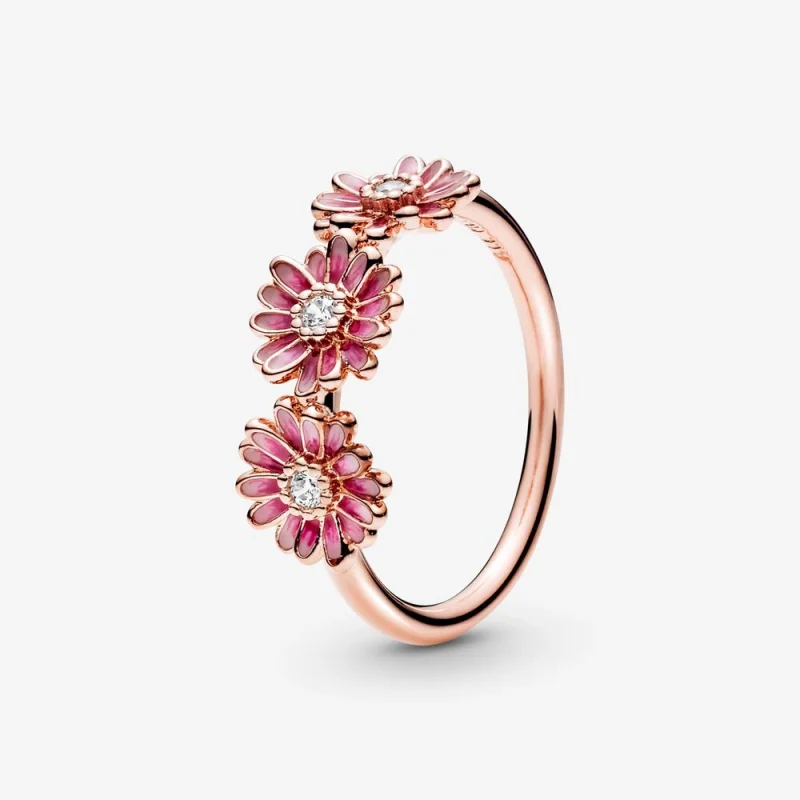 (image for) PANDORA Pink Daisy Flower Trio Ring - 188792C01 - Product Image